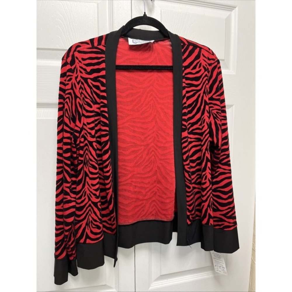 Kokomo Unlimited Red Zebra Open Front Cardigan‎ Size XL New